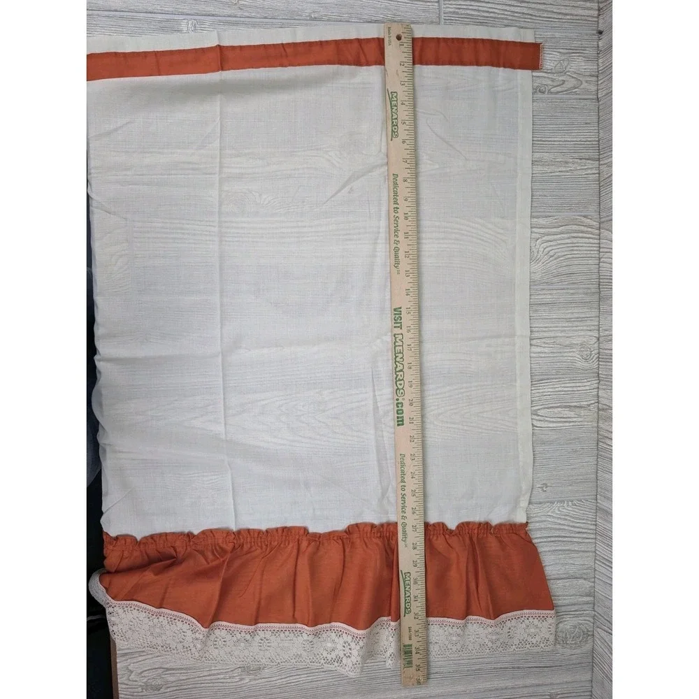 Vintage JC Penny Orange Kitchen Curtains 70s Valance Ruffle Lace Mod Groovy